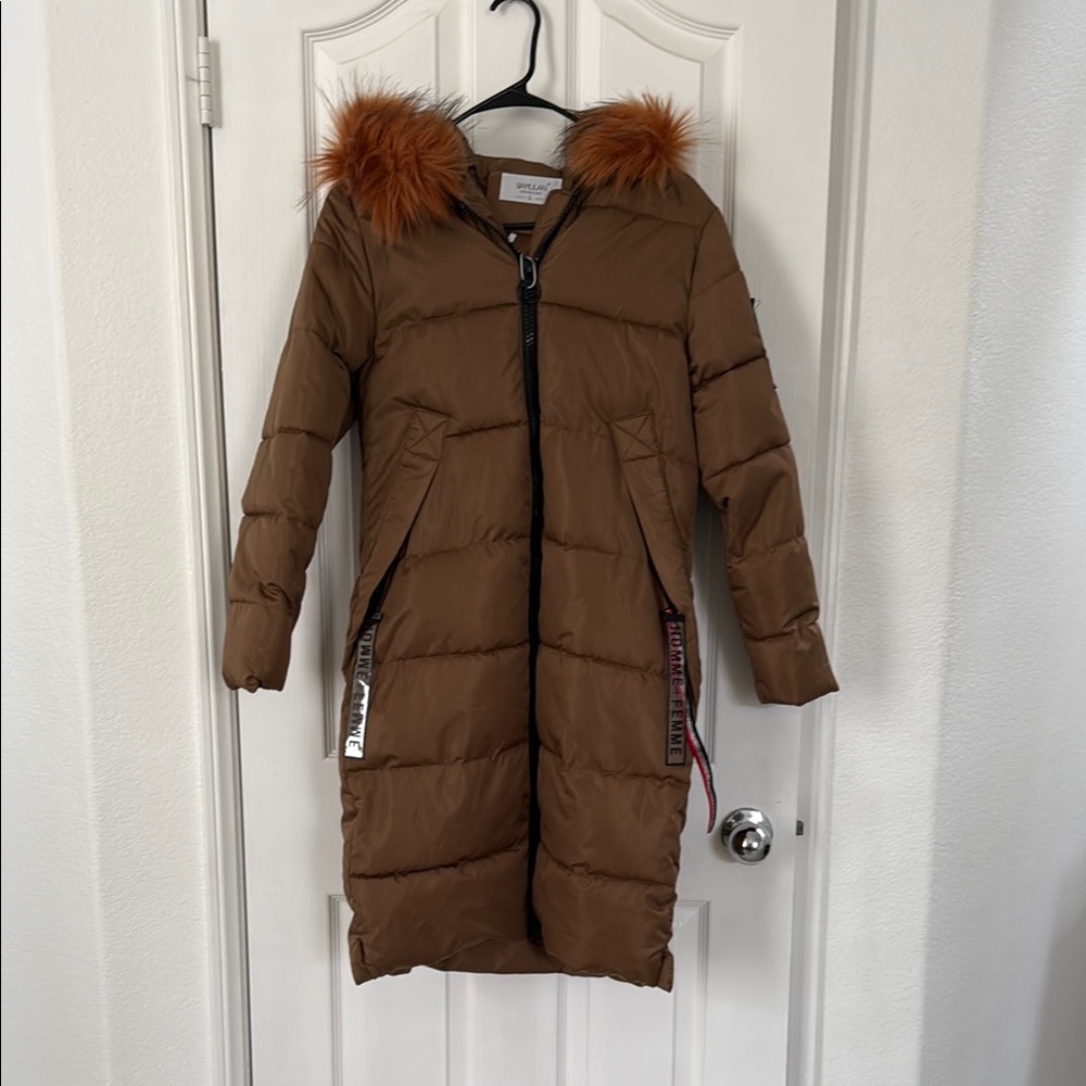Brown Jacket with Faux Fur Trim